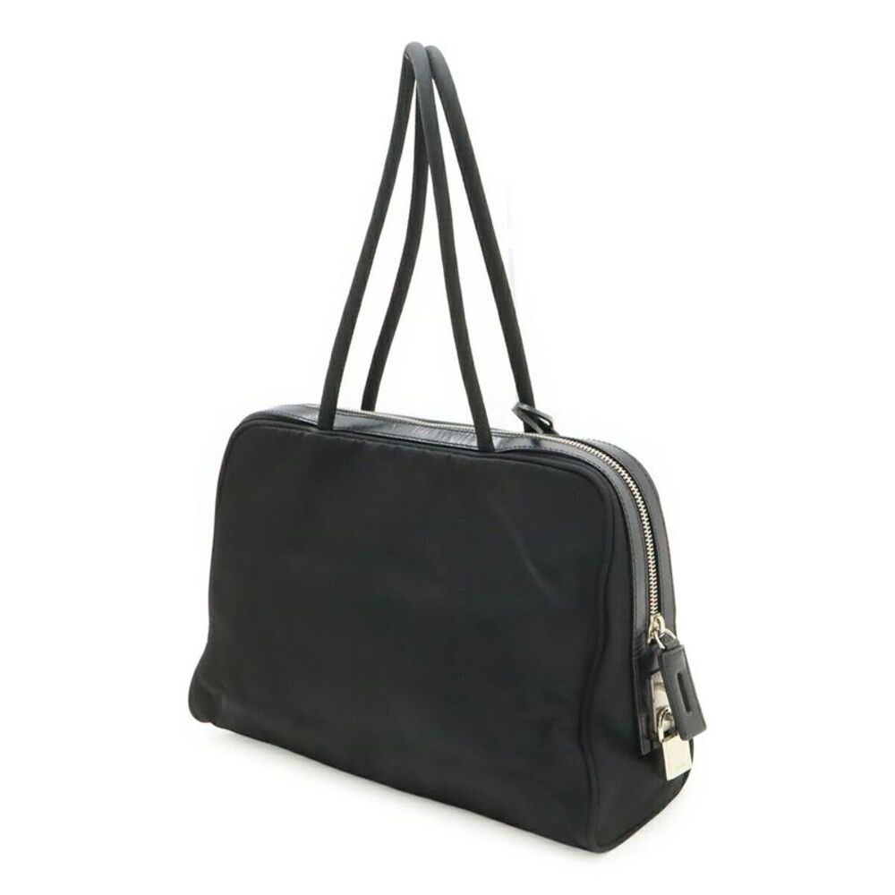 Prada Nylon Leather Triangle Logo Tote Bag - Picture 2 of 8